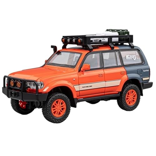 1:24 for Toyota Land Cruiser LC80 SUV Legierung Druckguss Auto Modell Simulation Miniatur Fahrzeug Modell Dekoration Ornamente(Orange) von EXYFRUX