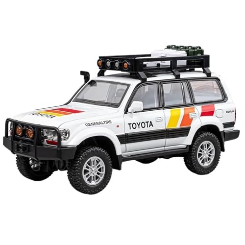 1:24 for Toyota Land Cruiser LC80 SUV Legierung Druckguss Auto Modell Simulation Miniatur Fahrzeug Modell Dekoration Ornamente(White) von EXYFRUX