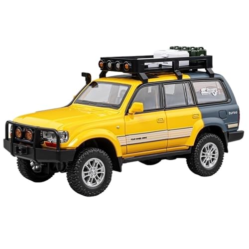 1:24 for Toyota Land Cruiser LC80 SUV Legierung Druckguss Auto Modell Simulation Miniatur Fahrzeug Modell Dekoration Ornamente(Yellow) von EXYFRUX