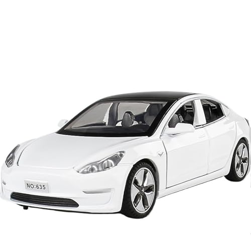1:32 for Tesla Model 3 New Energy Vehicle Druckgusslegierung Automodell Miniatursimulation Fahrzeugmodell Ornamente(White) von EXYFRUX