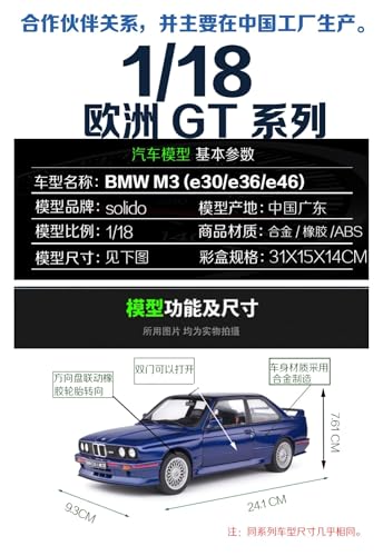 Druckguss 1:18 for BMW M3 E30 E36 E46 1986 Coupé-Simulationslegierungsautomodell Vollständig Geöffnete Tür Fahrzeugmodell-Dekorationssammlung(E46) von EXYFRUX