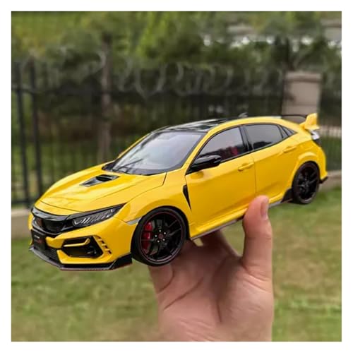 Druckguss 1:18 for Honda 2021 Civic Type R FK8 Legierung Auto Modell Simulation Vollständig Geöffnet Miniatur Fahrzeug Modell Dekoration(Yellow) von EXYFRUX