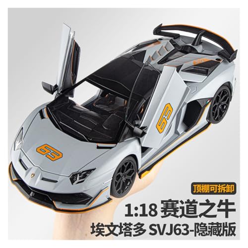 Druckguss 1:18 for Lamborghini Classic Aventador SVJ63 Supercar Simulation Automodell Sound Und Licht Pullback Mini-Modellsammlung(Titanium) von EXYFRUX