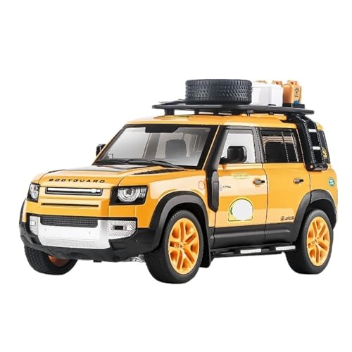 Druckguss 1:18 for Land Rover Defender Classic SUV Legierung Automodell Simulation Sound Und Licht Pullback Automodell Sammlung Display(Yellow) von EXYFRUX