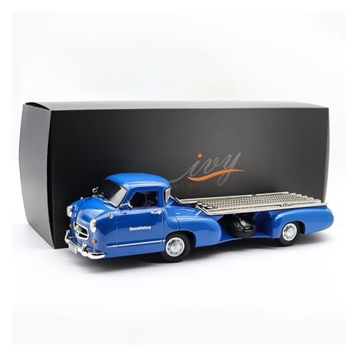 Druckguss 1:18 for Mercedes-Benz 1954 Silberpfeil Transporter Anhänger Blue Miracle Legierung Automodell Fahrzeugmodell Sammlerstücke von EXYFRUX