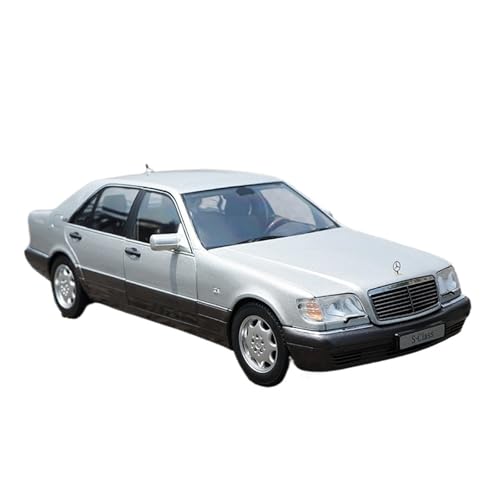 Druckguss 1:18 for Mercedes-Benz 1990 Vintage Classic S600 Legierungsautomodell Simulation Vollständig Geöffnete Tür Miniaturfahrzeugmodell(Silver) von EXYFRUX