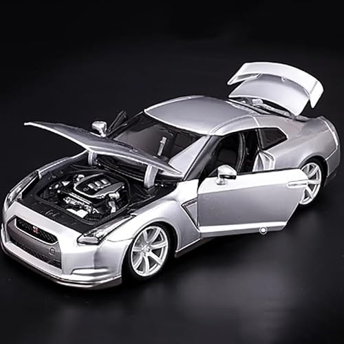 Druckguss 1:18 for Nissan GTR R35 Silber Skyline Legierung Sportwagenmodell Miniatur Fahrzeugmodell Dekorative Sammlung von EXYFRUX