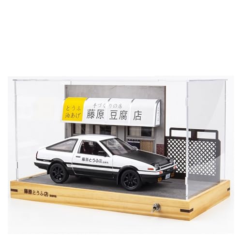 Druckguss 1:20 for Toyota AE86 Initia D Mit Szenensimulation Legierungsautomodell Miniatur Sound Und Licht Pullback-Modellfahrzeug(Black Set) von EXYFRUX