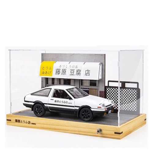 Druckguss 1:20 for Toyota AE86 Initia D Mit Szenensimulation Legierungsautomodell Miniatur Sound Und Licht Pullback-Modellfahrzeug(White Set) von EXYFRUX