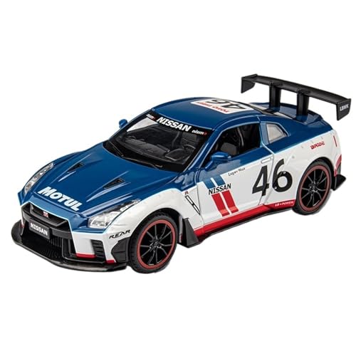 Druckguss 1:22 1:32 for Nissan Classic Ares GTR Simulation Sound Und Licht Pullback-Legierung Automodell Miniaturfahrzeugmodell(1:22 Blue and White) von EXYFRUX