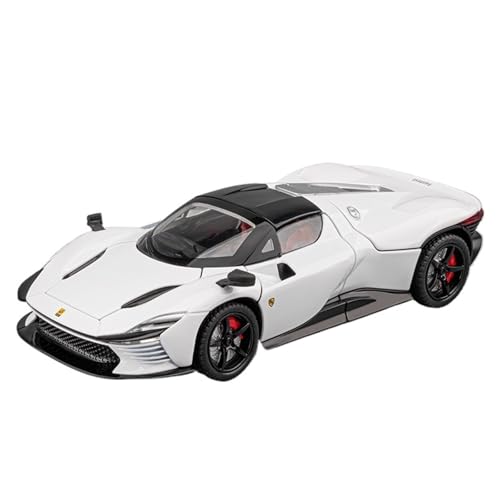 Druckguss 1:22 for Ferrari SP3 Hardtop Cabrio Dual Mode Legierung Automodell Sound Und Licht Vollständig Offene Tür Miniatur Fahrzeugmodell(White) von EXYFRUX