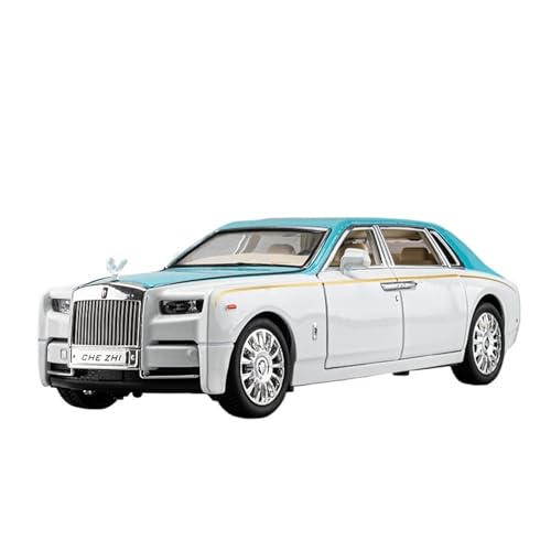 Druckguss 1:24 1:18 for Rolls-Royce Phantom Cullinan Luxusautos Legierungssimulationsautomodell Ton Und Licht Pullback-Miniaturmodell(1:24 White and Blue) von EXYFRUX