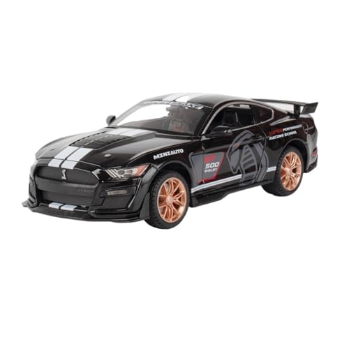 Druckguss 1:24 1:32 for Ford Mustang Shelby GT500 Simulation Sound Und Licht Pull-Back-Legierung Automodell Miniatur Fahrzeugmodell Ornamente(1:24 Black) von EXYFRUX