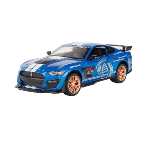 Druckguss 1:24 1:32 for Ford Mustang Shelby GT500 Simulation Sound Und Licht Pull-Back-Legierung Automodell Miniatur Fahrzeugmodell Ornamente(1:24 Blue) von EXYFRUX