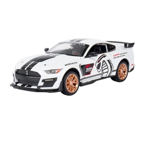 Druckguss 1:24 1:32 for Ford Mustang Shelby GT500 Simulation Sound Und Licht Pull-Back-Legierung Automodell Miniatur Fahrzeugmodell Ornamente(1:24 White) von EXYFRUX
