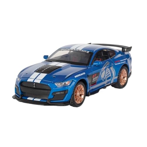Druckguss 1:24 1:32 for Ford Mustang Shelby GT500 Simulation Sound Und Licht Pull-Back-Legierung Automodell Miniatur Fahrzeugmodell Ornamente(1:32 Blue) von EXYFRUX