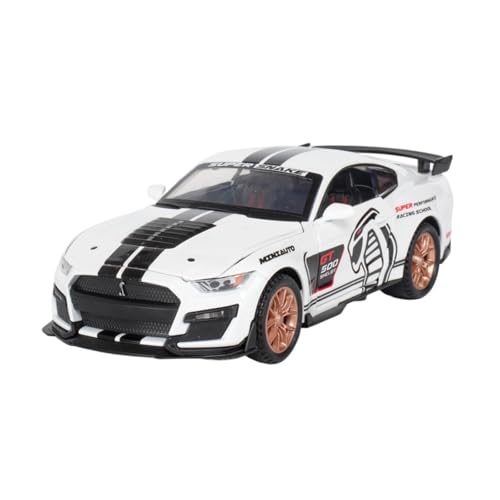 Druckguss 1:24 1:32 for Ford Mustang Shelby GT500 Simulation Sound Und Licht Pull-Back-Legierung Automodell Miniatur Fahrzeugmodell Ornamente(1:32 White) von EXYFRUX