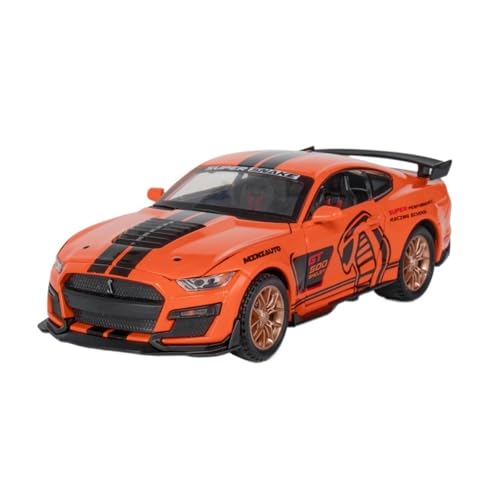 Druckguss 1:24 1:32 for Ford Mustang Shelby GT500 Simulation Sound Und Licht Pull-Back-Legierung Automodell Miniatur Fahrzeugmodell Ornamente(1:32 orange) von EXYFRUX