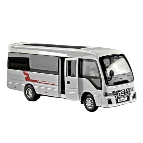 Druckguss 1:24 1:32 for Toyota Coaster Business Reise Bus Legierung Auto Modell Statische Simulation Sound Licht Fahrzeug Modell Dekorative(1:32 White) von EXYFRUX