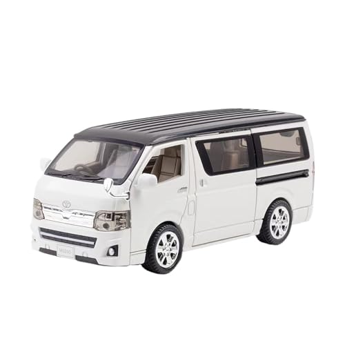 Druckguss 1:24 1:32 for Toyota RAV4 Highlander Prado Cruiser Serie Legierung Auto Modell Simulation Sound Und Licht Miniatur Fahrzeug Modell(1/32 Hiace White) von EXYFRUX