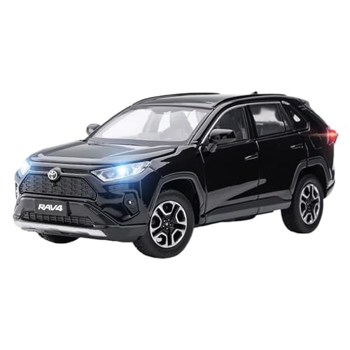 Druckguss 1:24 1:32 for Toyota RAV4 Highlander Prado Cruiser Serie Legierung Auto Modell Simulation Sound Und Licht Miniatur Fahrzeug Modell(1/32 RAV4 Black) von EXYFRUX