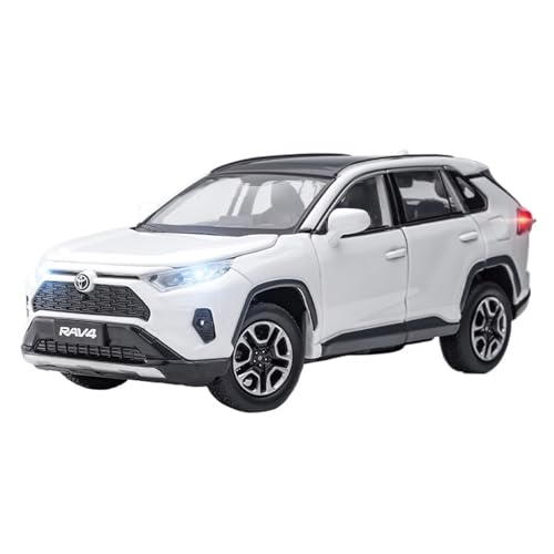 Druckguss 1:24 1:32 for Toyota RAV4 Highlander Prado Cruiser Serie Legierung Auto Modell Simulation Sound Und Licht Miniatur Fahrzeug Modell(1/32 RAV4 White) von EXYFRUX