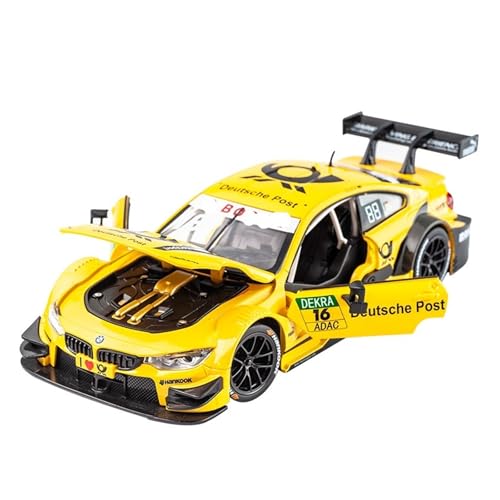 Druckguss 1:24 for BMW M4 DTM GT3 GTE Legierung Racing Modell Sammlung Sound Und Licht Voll Offene Tür Miniatur Fahrzeug Modell(DTM Yellow) von EXYFRUX