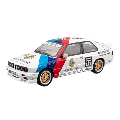 Druckguss 1:24 for BMW Retro M3 E30 M4 Serie Legierung Simulation Automodell Sound Und Licht Pullback Miniaturmodellsammlung(E30 White Blue) von EXYFRUX