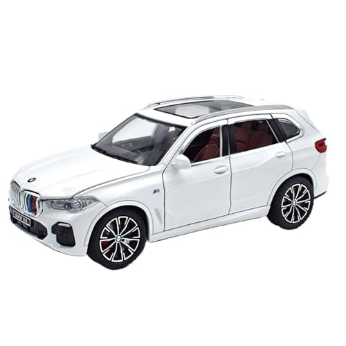 Druckguss 1:24 for BMW X5 Luxus-SUV-Serie Simulation Sound Und Licht Pullback-Legierung Automodell Miniatur-Fahrzeugmodell(White 1:24) von EXYFRUX