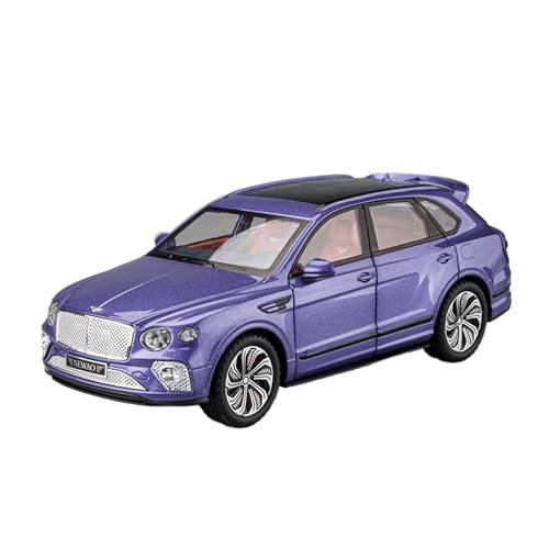 Druckguss 1:24 for Bentley Continental GT Mulsanne Bentayga Legierung Simulation Automodell Sound Und Licht Pull-Back Miniaturmodell(Bentayga Purple) von EXYFRUX