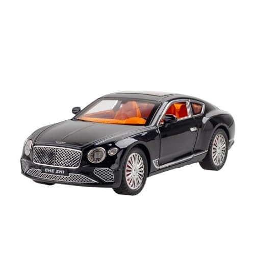 Druckguss 1:24 for Bentley Continental GT Mulsanne Bentayga Legierung Simulation Automodell Sound Und Licht Pull-Back Miniaturmodell(Continental Black) von EXYFRUX