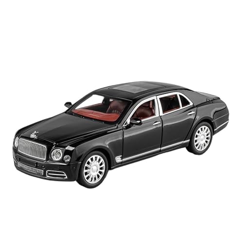 Druckguss 1:24 for Bentley Continental GT Mulsanne Bentayga Legierung Simulation Automodell Sound Und Licht Pull-Back Miniaturmodell(Mulsanne Black) von EXYFRUX