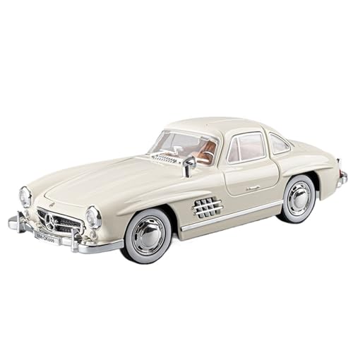 Druckguss 1:24 for Benz Classic Retro 300SL Simulation Legierung Automodell Sound Und Licht Pull Back Fahrzeug Sammlung Ornamente(White) von EXYFRUX