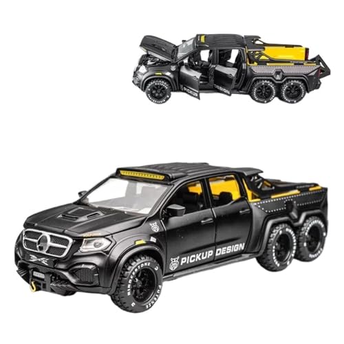 Druckguss 1:24 for Benz X-Klasse 6X6 RV Pickup Serie Legierung Simulation Auto Modell Sound Und Licht Pull-Back Miniatur Modell Sammlung(Pk Black) von EXYFRUX