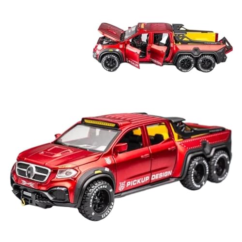 Druckguss 1:24 for Benz X-Klasse 6X6 RV Pickup Serie Legierung Simulation Auto Modell Sound Und Licht Pull-Back Miniatur Modell Sammlung(Pk Red) von EXYFRUX