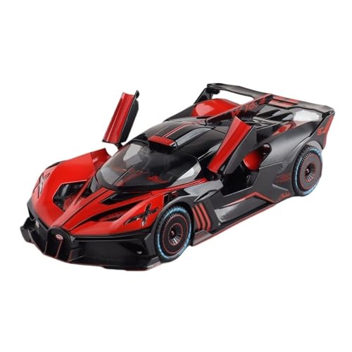 Druckguss 1:24 for Bugatti Fire Meteor Supersportwagen Legierung Automodelle Simulation Sound Und Licht Pullback-Auto Miniatur-Fahrzeugmodell(Red) von EXYFRUX