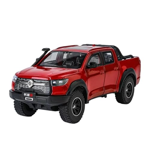 Druckguss 1:24 for Great Wall Motors Great Wall Cannon Tank 300 500 Hi4T Legierung Automodell Sound Und Licht Miniaturfahrzeug Modellserie(Pickup Truck red) von EXYFRUX