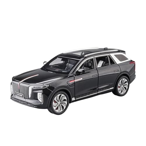 Druckguss 1:24 for Hongqi E-HS9 Legierung Simulation Auto Modell Sound Und Licht Pull-Back Miniatur Modell Sammlung Ornamente(Black) von EXYFRUX