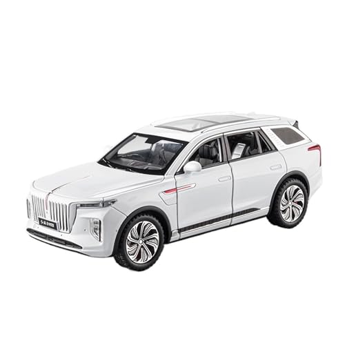 Druckguss 1:24 for Hongqi E-HS9 Legierung Simulation Auto Modell Sound Und Licht Pull-Back Miniatur Modell Sammlung Ornamente(White) von EXYFRUX