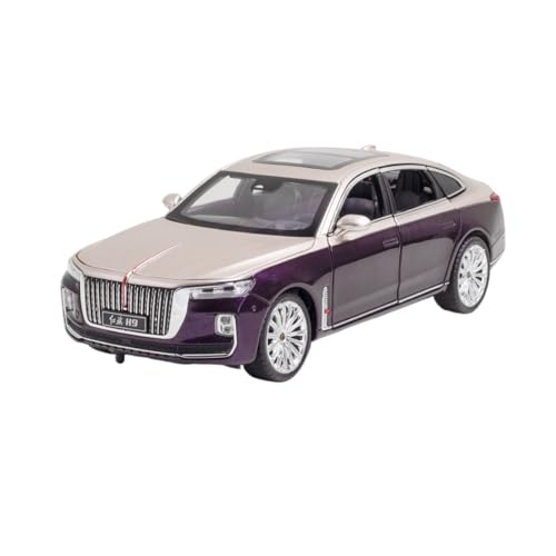 Druckguss 1:24 for Hongqi H9 Legierung Simulation Auto Modell Sound Und Licht Pull-Back Miniatur Modell Sammlung Ornamente(Purple) von EXYFRUX