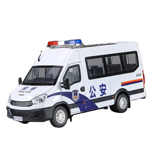 Druckguss 1:24 for Iveco SWAT Polizeiauto City Rescue Fire Truck Legierungsautomodell Ton Und Licht Vollständig Geöffnete Tür Miniaturfahrzeugmodell(1:24 Police) von EXYFRUX