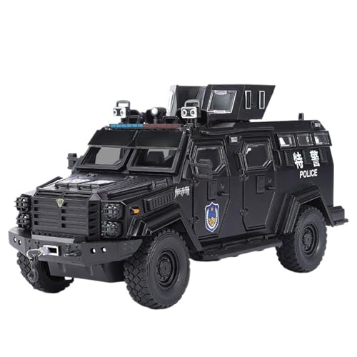 Druckguss 1:24 for Iveco SWAT Polizeiauto City Rescue Fire Truck Legierungsautomodell Ton Und Licht Vollständig Geöffnete Tür Miniaturfahrzeugmodell(1:24 SWAT Black B) von EXYFRUX