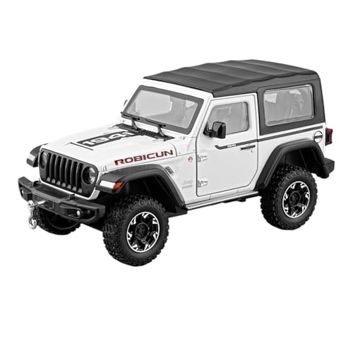 Druckguss 1:24 for Jeep Wrangler Classic SUV Simulation Legierung Automodell Sound Und Licht Pull Back Fahrzeug Sammlung Ornamente(White) von EXYFRUX