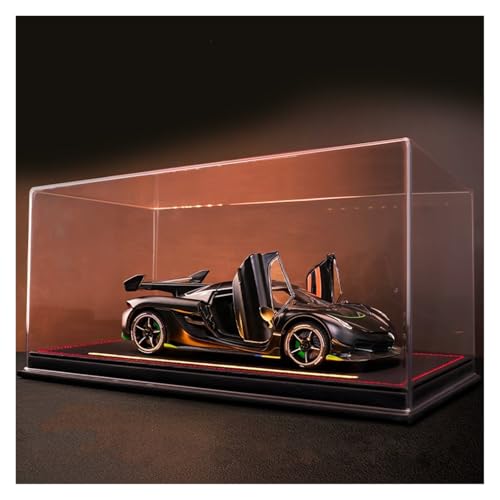 Druckguss 1:24 for Koenigsegg Jesko ONE 1 Legierung Supercar Modell Simulation Sound Und Licht Pull-Back Auto Modell Sammlung Display(Black with Display Box) von EXYFRUX