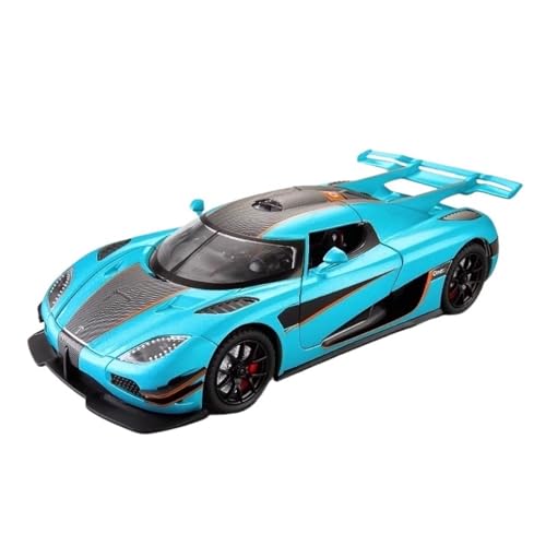 Druckguss 1:24 for Koenigsegg ONE Alloy Supercar-Modellsimulation Sound Und Licht Pullback-Auto Fahrzeugmodell Mit Vollständig Geöffneter Tür(Blue) von EXYFRUX