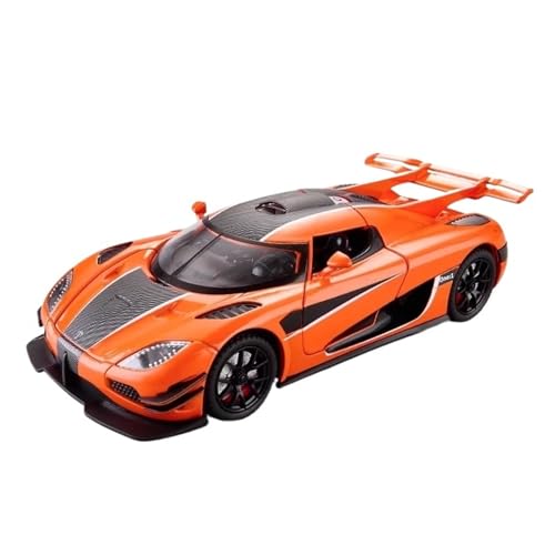Druckguss 1:24 for Koenigsegg ONE Alloy Supercar-Modellsimulation Sound Und Licht Pullback-Auto Fahrzeugmodell Mit Vollständig Geöffneter Tür(Orange) von EXYFRUX