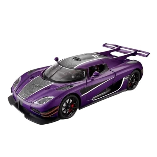 Druckguss 1:24 for Koenigsegg ONE Alloy Supercar-Modellsimulation Sound Und Licht Pullback-Auto Fahrzeugmodell Mit Vollständig Geöffneter Tür(Purple) von EXYFRUX