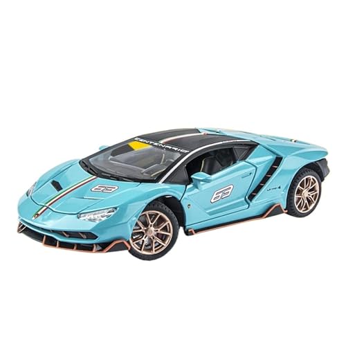 Druckguss 1:24 for Lamborghini LP770 780 SVJ63 Legierungsautomodell Simulation Sound Und Licht Pullback-Auto Vollständig Geöffnete Tür Fahrzeugmodell(770 Blue) von EXYFRUX