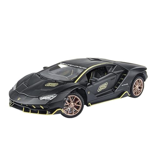 Druckguss 1:24 for Lamborghini LP770 780 SVJ63 Legierungsautomodell Simulation Sound Und Licht Pullback-Auto Vollständig Geöffnete Tür Fahrzeugmodell(770 Matt Black) von EXYFRUX