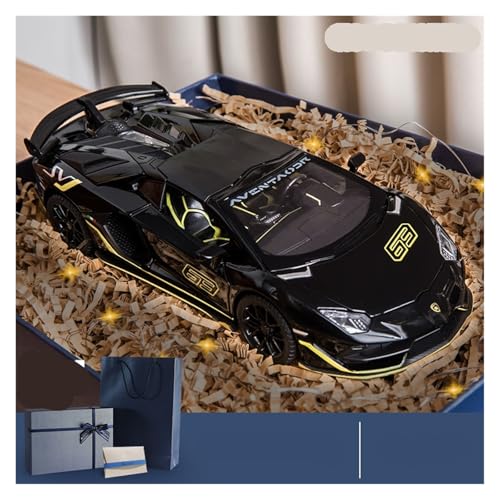 Druckguss 1:24 for Lamborghini SVJ63 Supercar Legierung Automodell Simulation Sound Und Licht Pullback Fahrzeugmodellsammlung(Black with Gift Box) von EXYFRUX